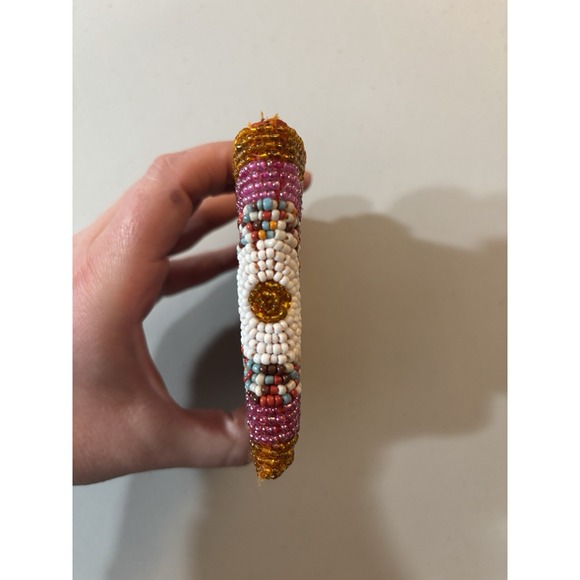 Small Beaded Purse Wallet Zip Closure Colorful Boho Orange Purple Pink Cute - Picture 6 of 8